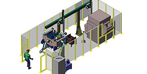 Impianto di cella robotizzata per macchine di colata a bassa pressione
